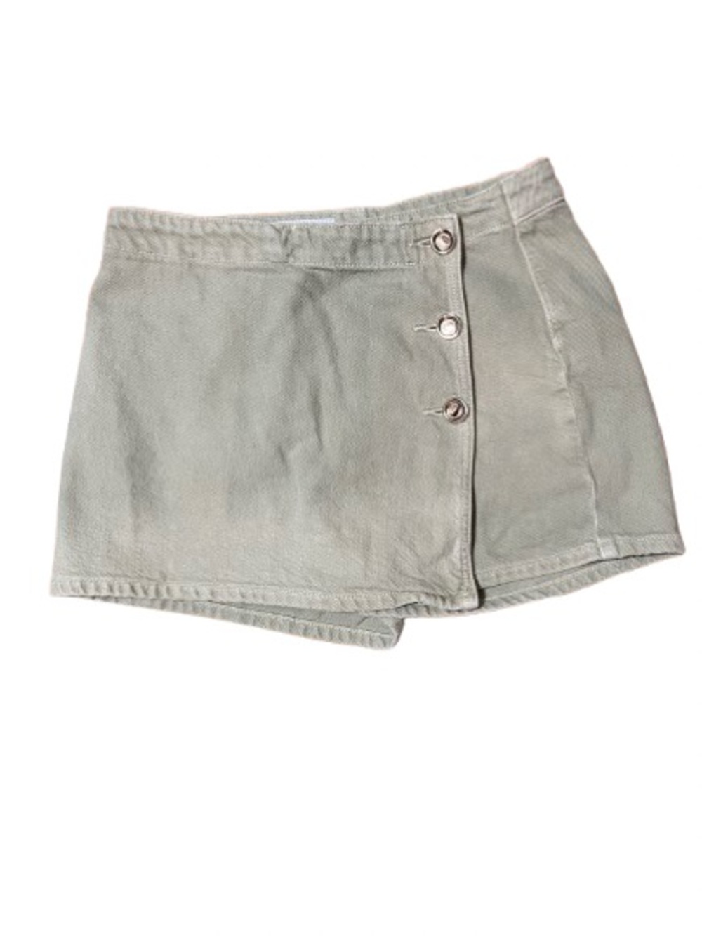 Zara Womens Light Khaki Button-Front Denim Skort Shorts Size Medium